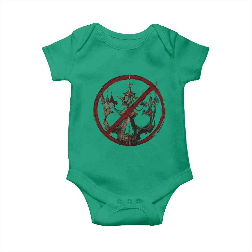 No Kings in America Baby Onesie Skull Crown Nope Kings - Wonder Print Shop