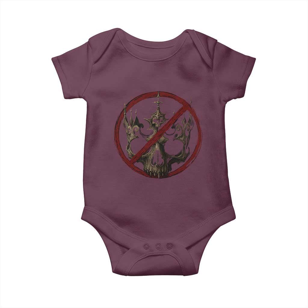 No Kings in America Baby Onesie Skull Crown Nope Kings - Wonder Print Shop