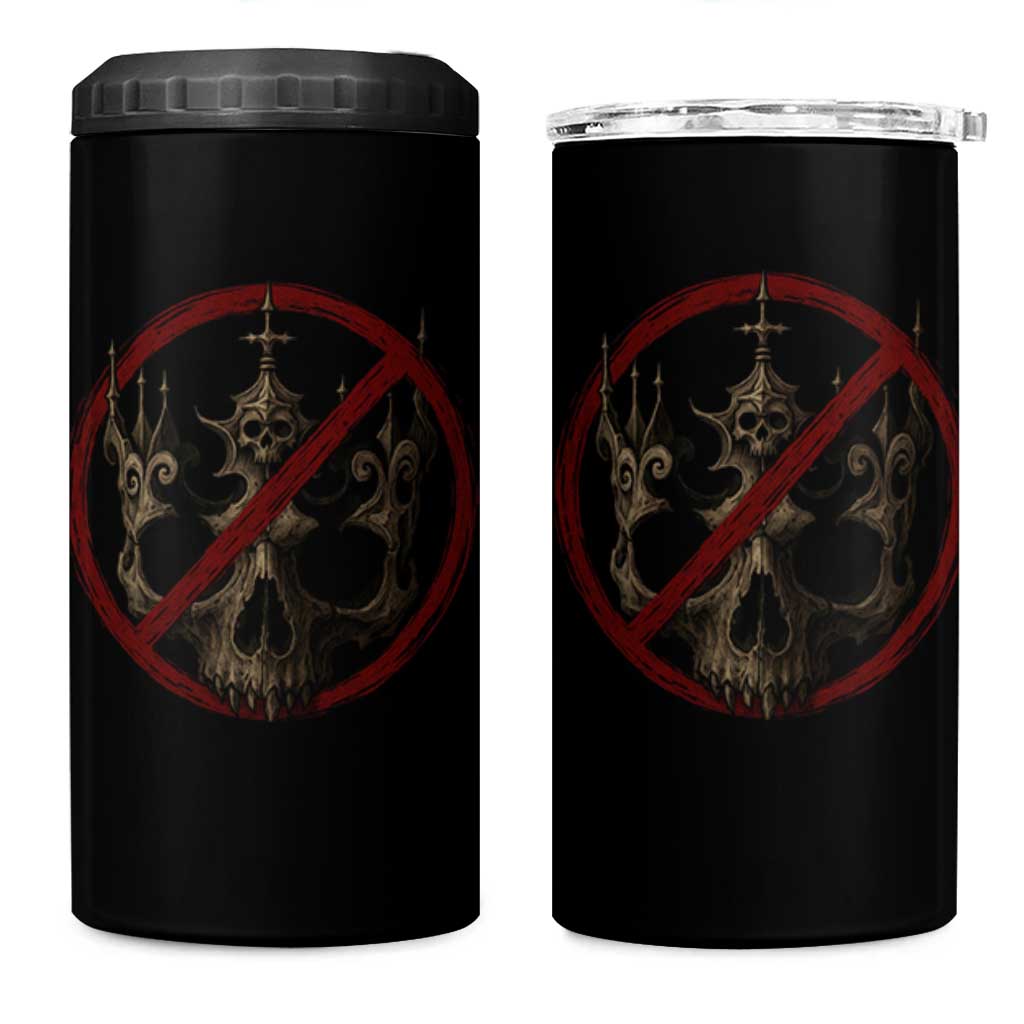 No Kings in America 4 in 1 Can Cooler Tumbler Skull Crown Nope Kings - Wonder Print Shop