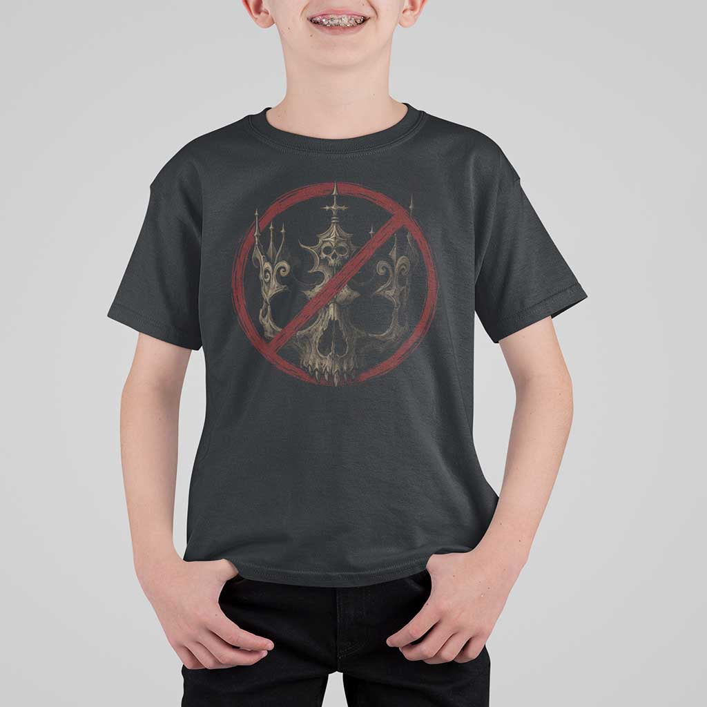 No Kings in America T Shirt For Kid Skull Crown Nope Kings - Wonder Print Shop