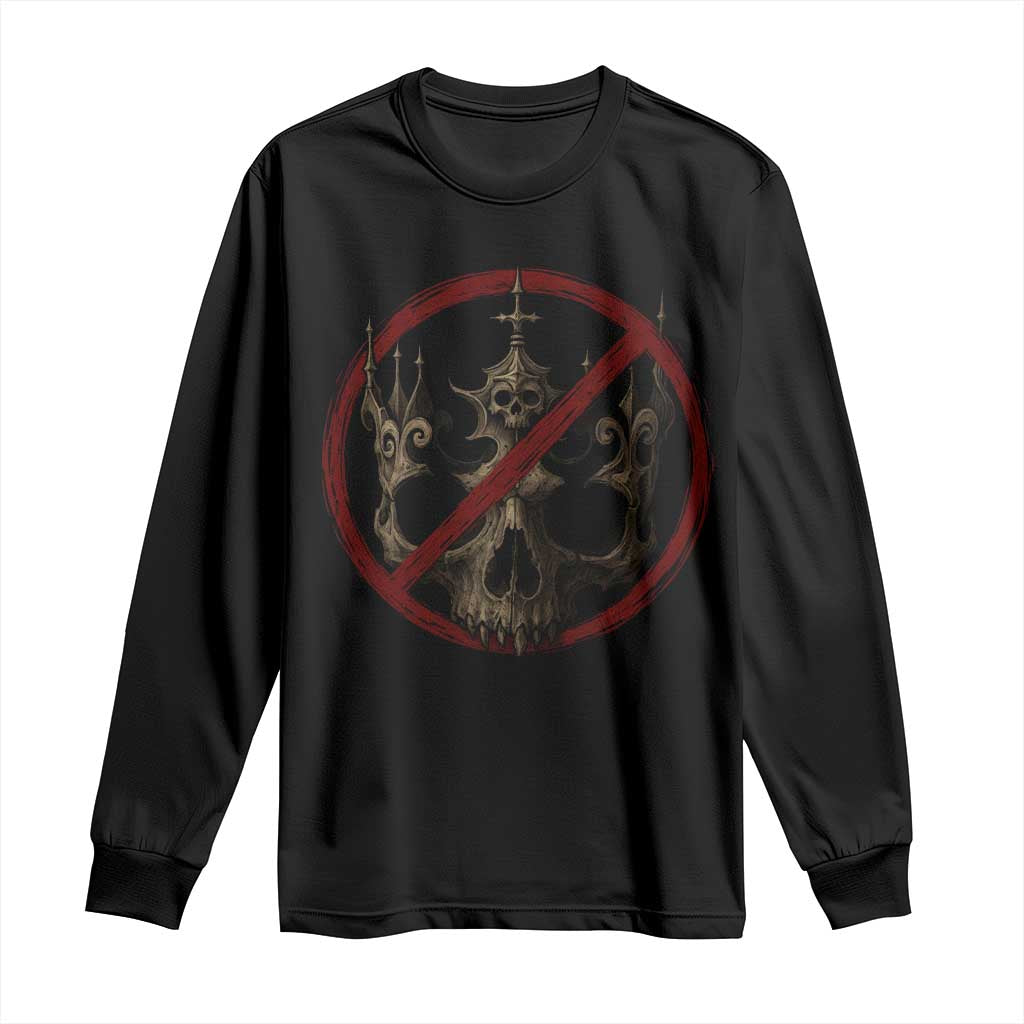 No Kings in America Long Sleeve Shirt Skull Crown Nope Kings - Wonder Print Shop