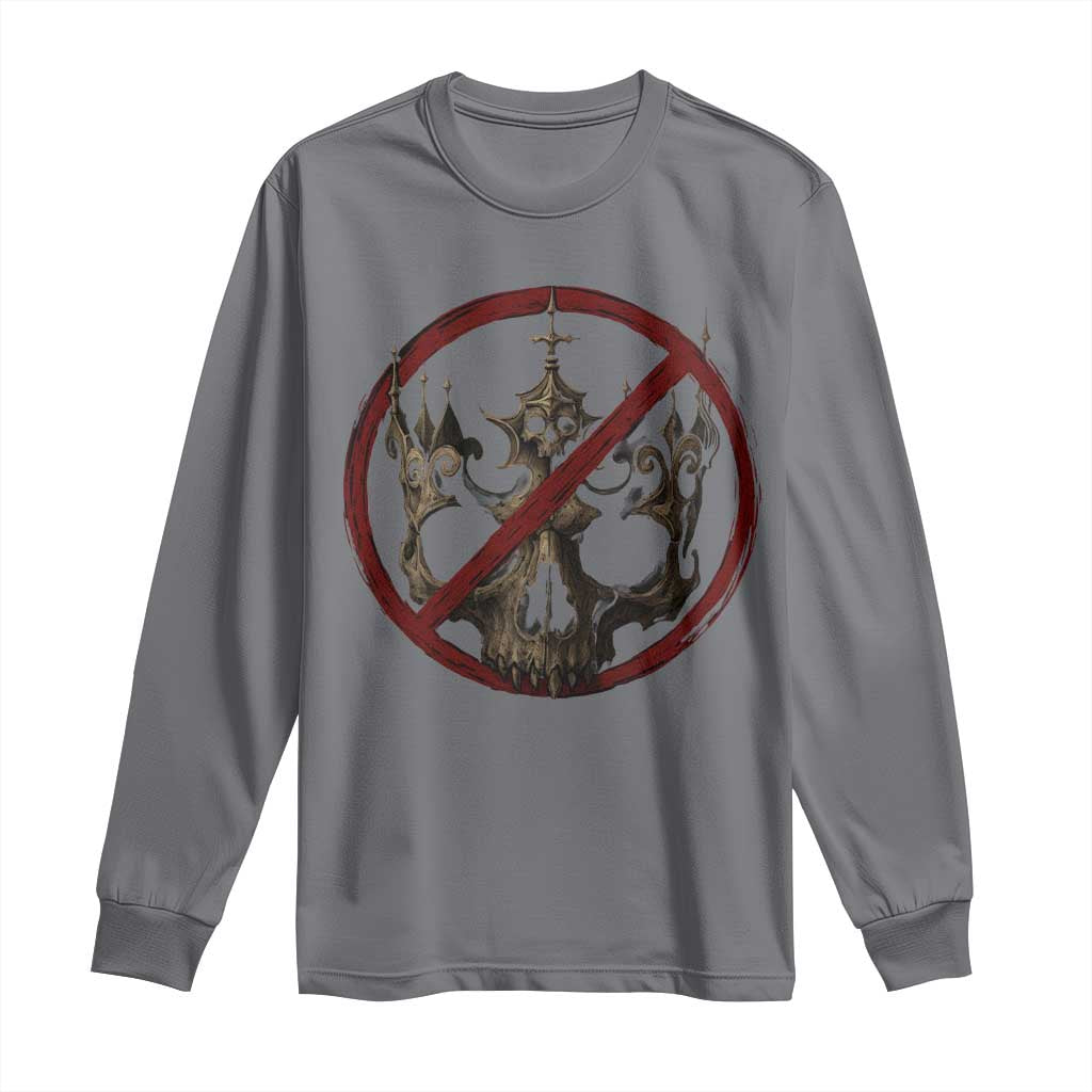 No Kings in America Long Sleeve Shirt Skull Crown Nope Kings - Wonder Print Shop