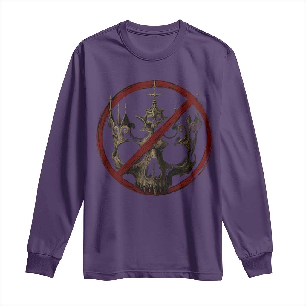 No Kings in America Long Sleeve Shirt Skull Crown Nope Kings - Wonder Print Shop