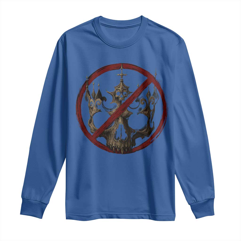 No Kings in America Long Sleeve Shirt Skull Crown Nope Kings - Wonder Print Shop