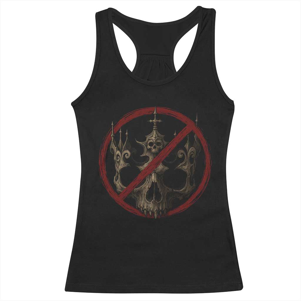 No Kings in America Racerback Tank Top Skull Crown Nope Kings - Wonder Print Shop