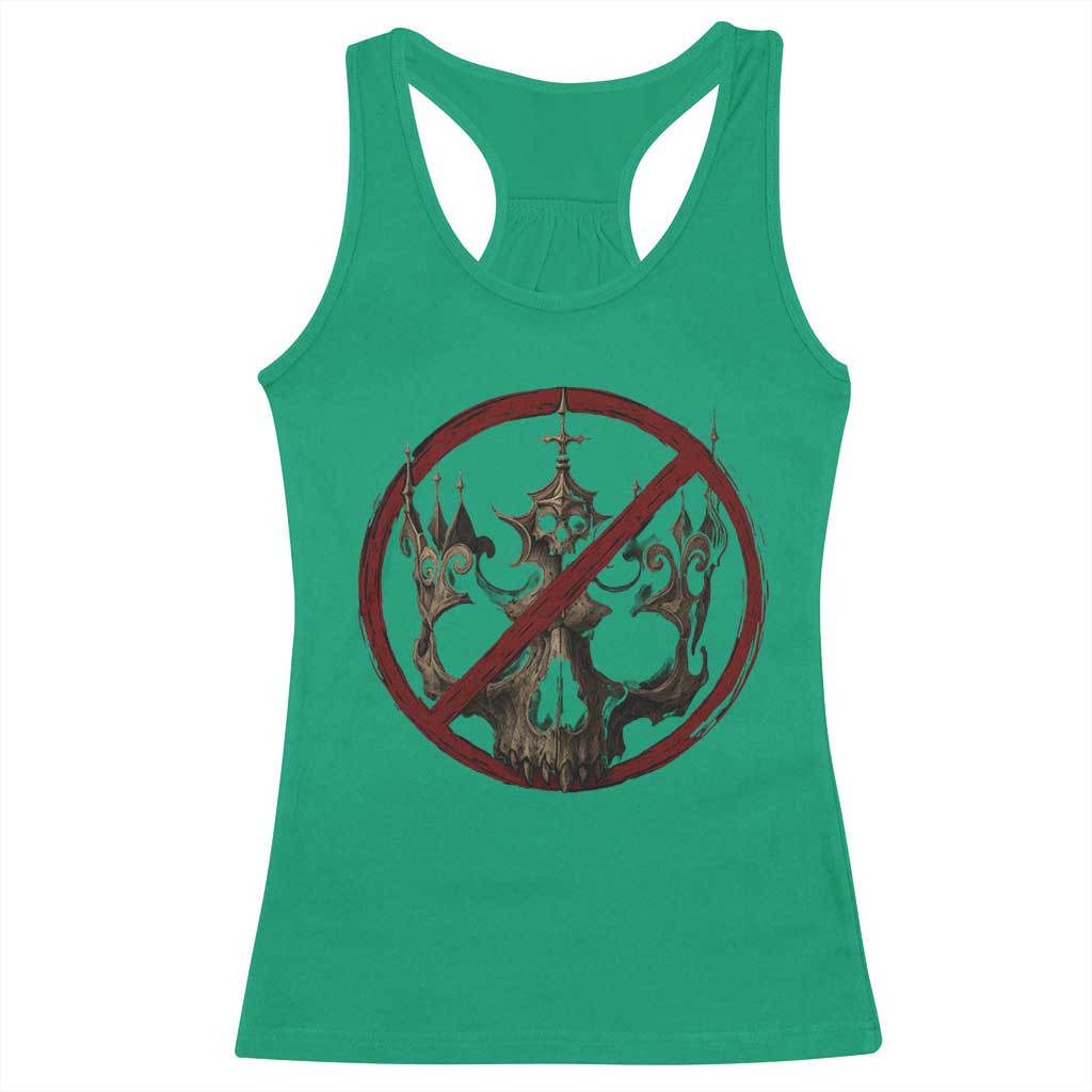 No Kings in America Racerback Tank Top Skull Crown Nope Kings - Wonder Print Shop