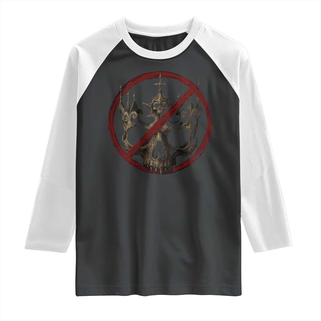 No Kings in America Raglan Shirt Skull Crown Nope Kings - Wonder Print Shop