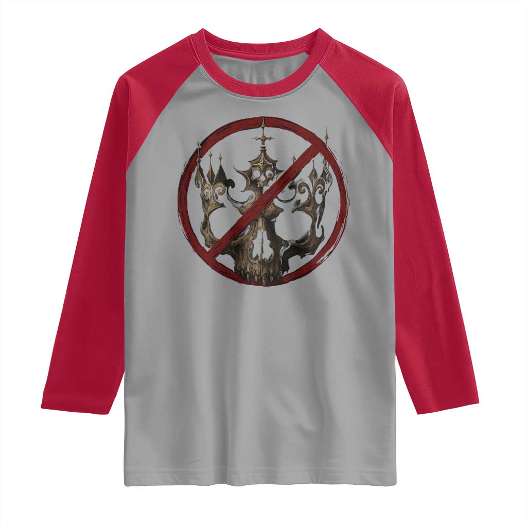 No Kings in America Raglan Shirt Skull Crown Nope Kings - Wonder Print Shop