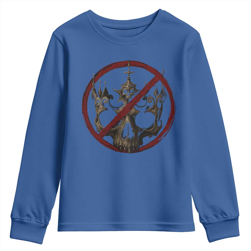 No Kings in America Youth Sweatshirt Skull Crown Nope Kings - Wonder Print Shop
