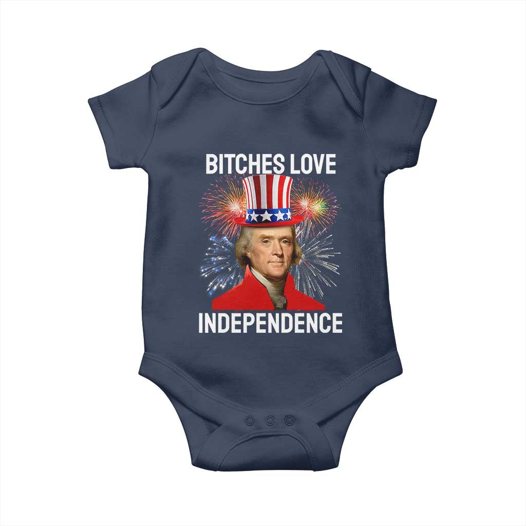 Bitches Love Independence Baby Onesie Thomas Jefferson Funny 4th Of July - Wonder Print Shop
