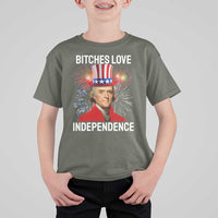 Bitches Love Independence T Shirt For Kid Thomas Jefferson Funny 4th Of July - Wonder Print Shop