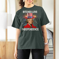 Bitches Love Independence T Shirt For Women Thomas Jefferson Funny 4th Of July - Wonder Print Shop