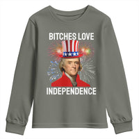 Bitches Love Independence Youth Sweatshirt Thomas Jefferson Funny 4th Of July - Wonder Print Shop