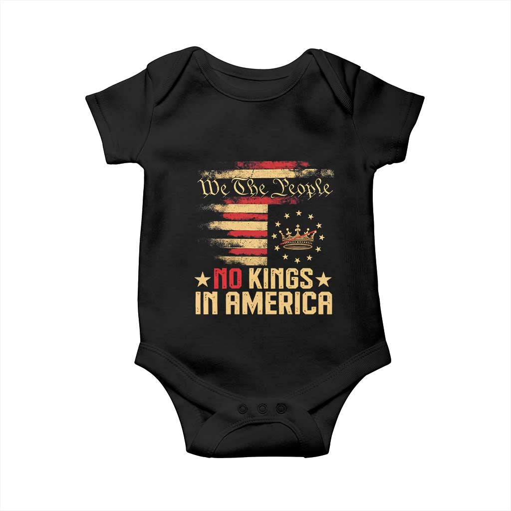 No Kings in America Baby Onesie Vintage Old American Flag Patriotic 1776 We The People TS10
