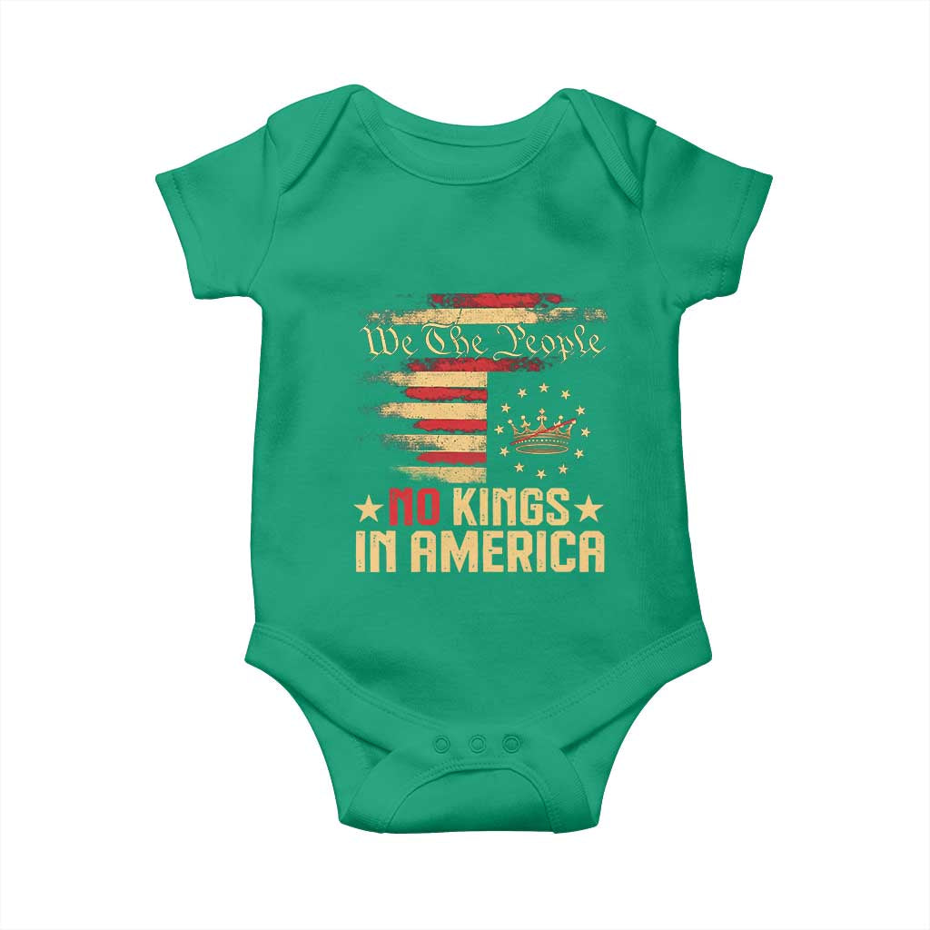 No Kings in America Baby Onesie Vintage Old American Flag Patriotic 1776 We The People TS10