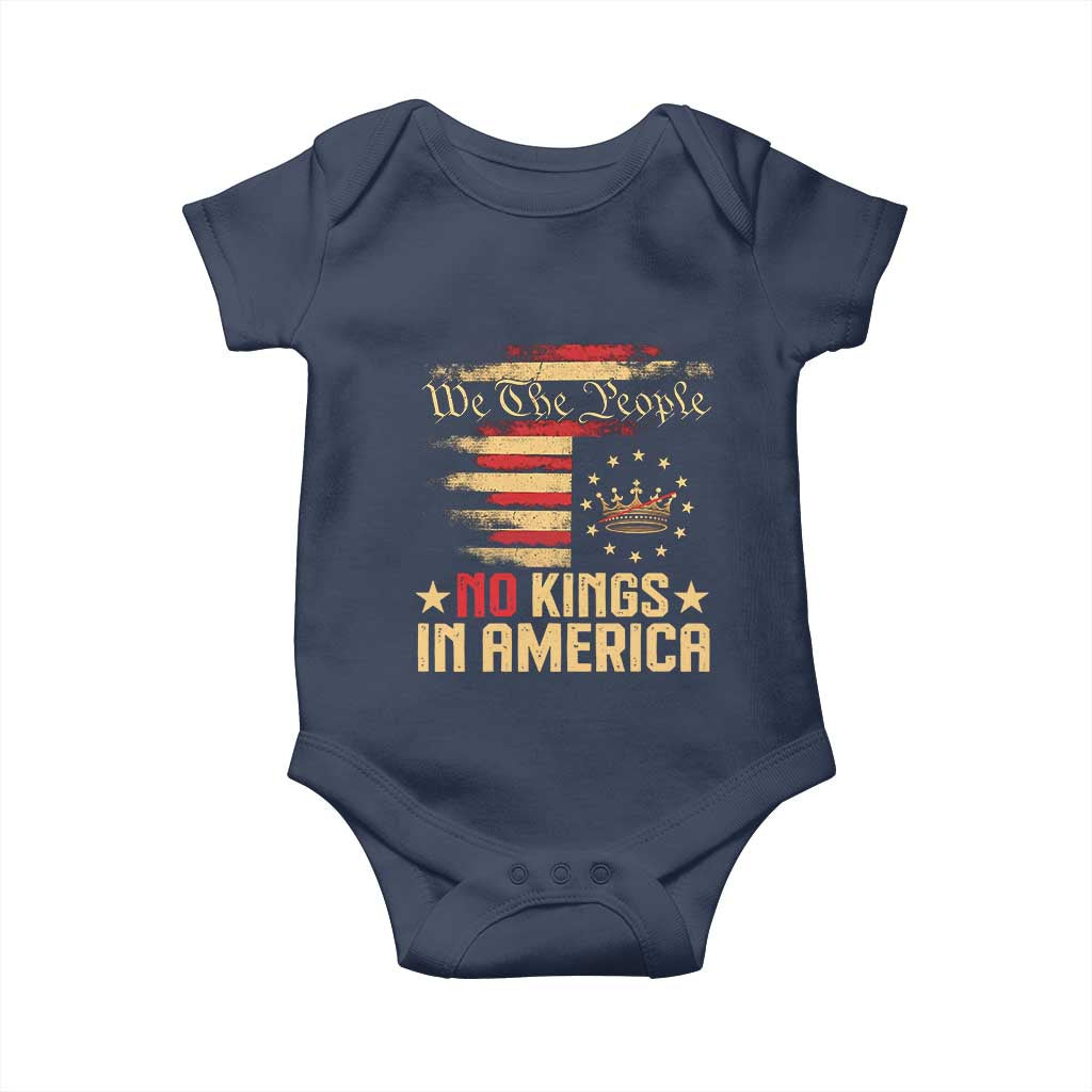 No Kings in America Baby Onesie Vintage Old American Flag Patriotic 1776 We The People TS10
