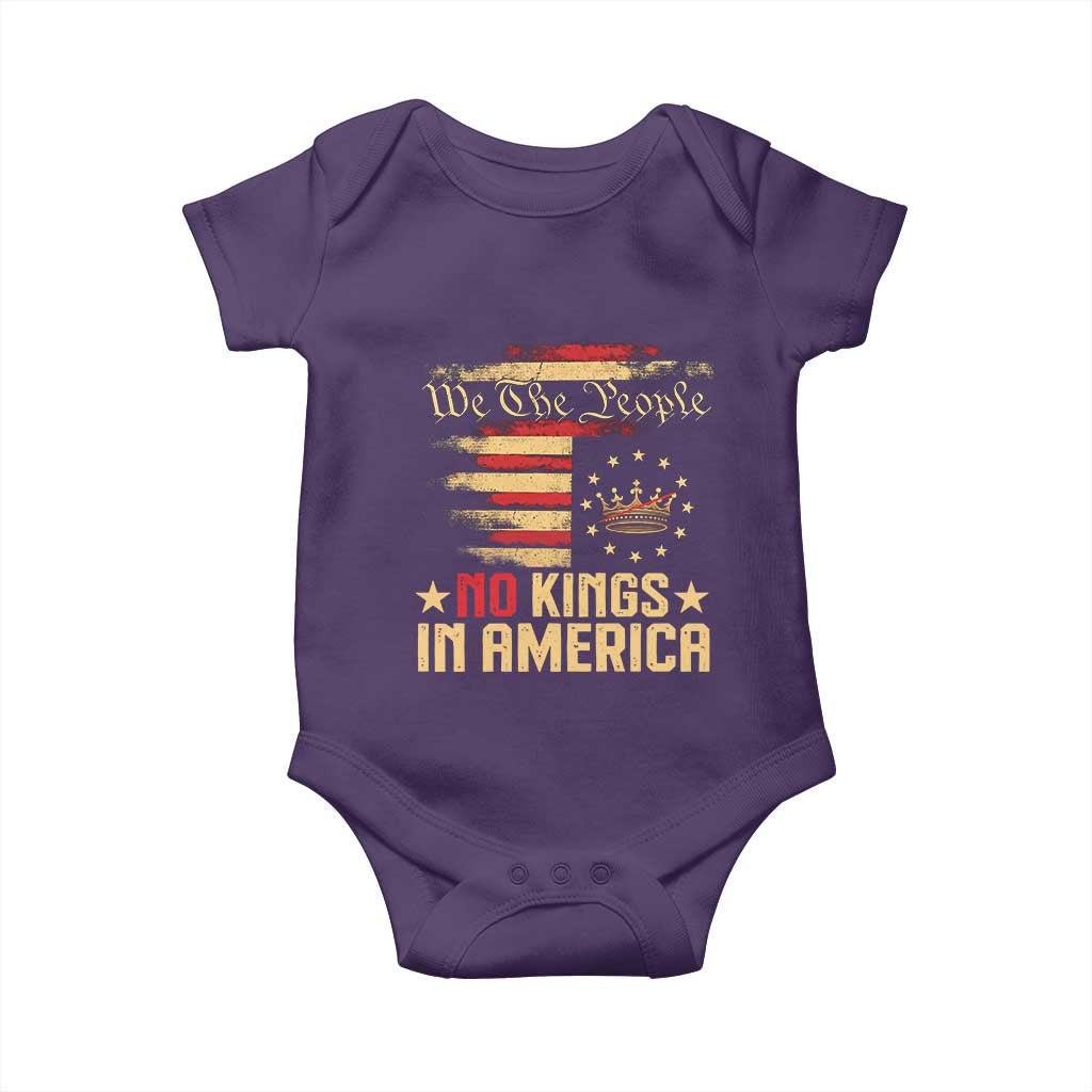 No Kings in America Baby Onesie Vintage Old American Flag Patriotic 1776 We The People TS10