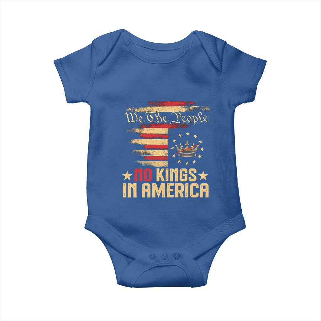 No Kings in America Baby Onesie Vintage Old American Flag Patriotic 1776 We The People TS10