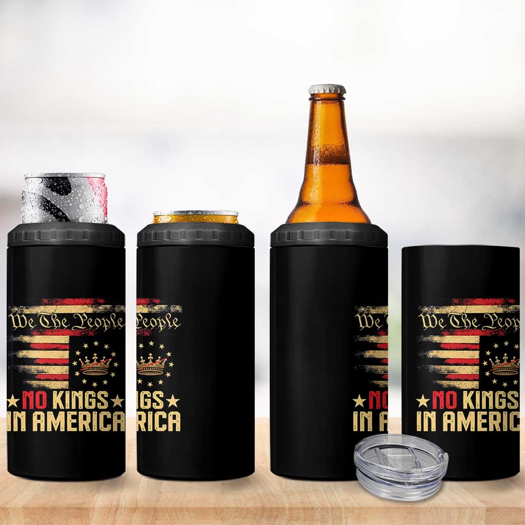 No Kings in America 4 in 1 Can Cooler Tumbler Vintage Old American Flag Patriotic 1776 We The People TS10