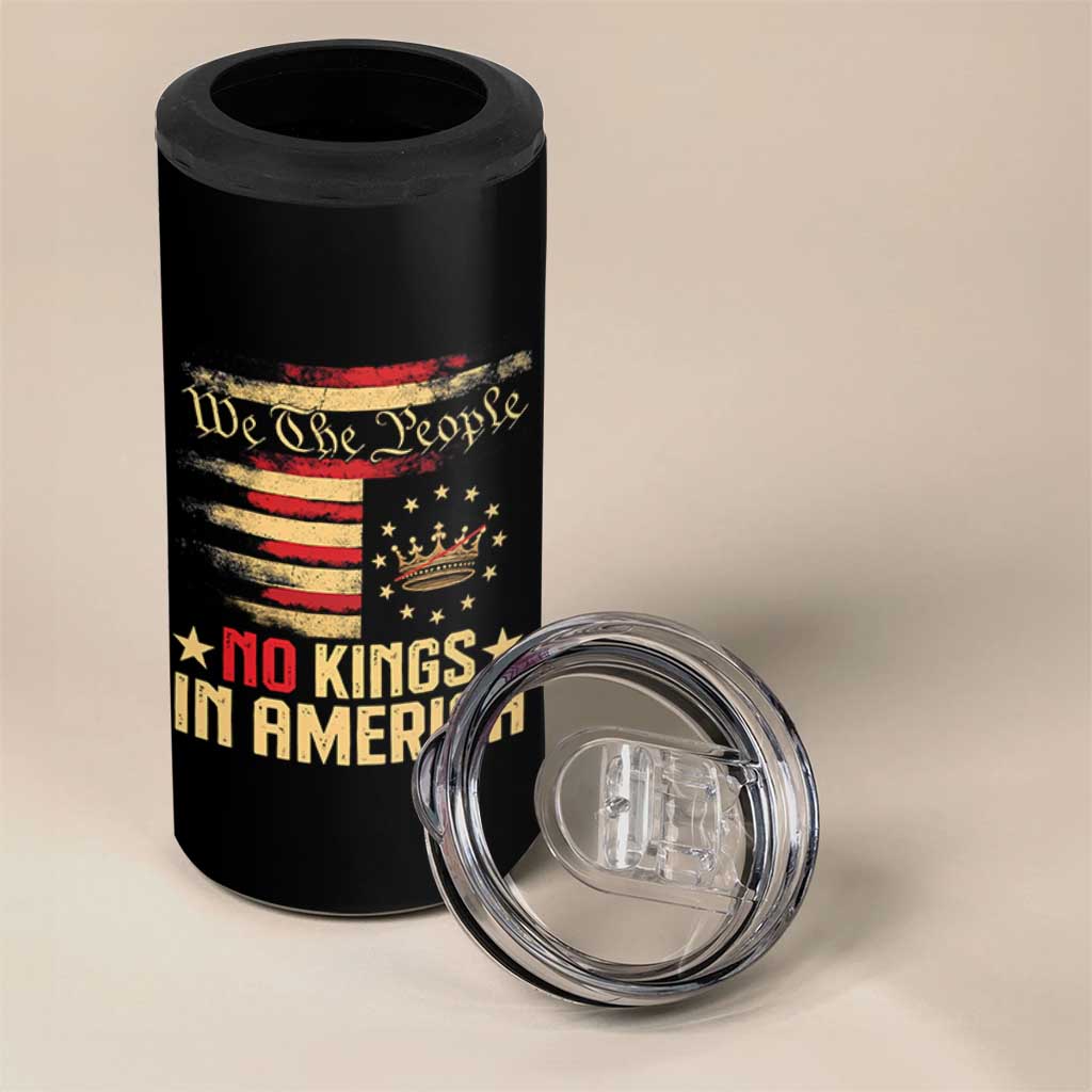 No Kings in America 4 in 1 Can Cooler Tumbler Vintage Old American Flag Patriotic 1776 We The People TS10