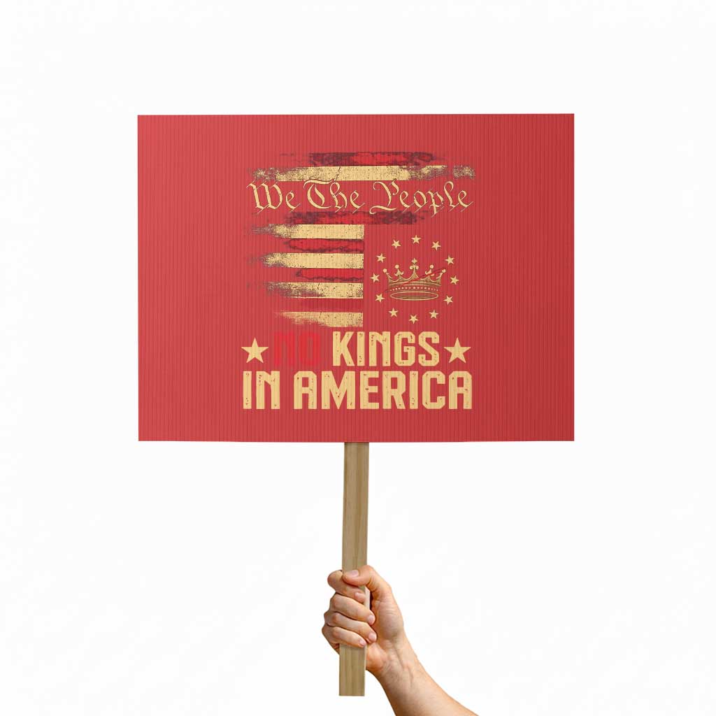 No Kings in America Protest Sign Vintage Old American Flag Patriotic 1776 We The People - Wonder Print Shop