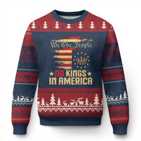 No Kings in America Ugly Christmas Sweater Vintage Old American Flag Patriotic 1776 We The People - Wonder Print Shop