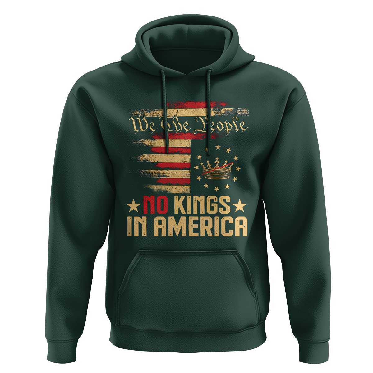 No Kings in America Hoodie Vintage Old American Flag Patriotic 1776 We The People TS10