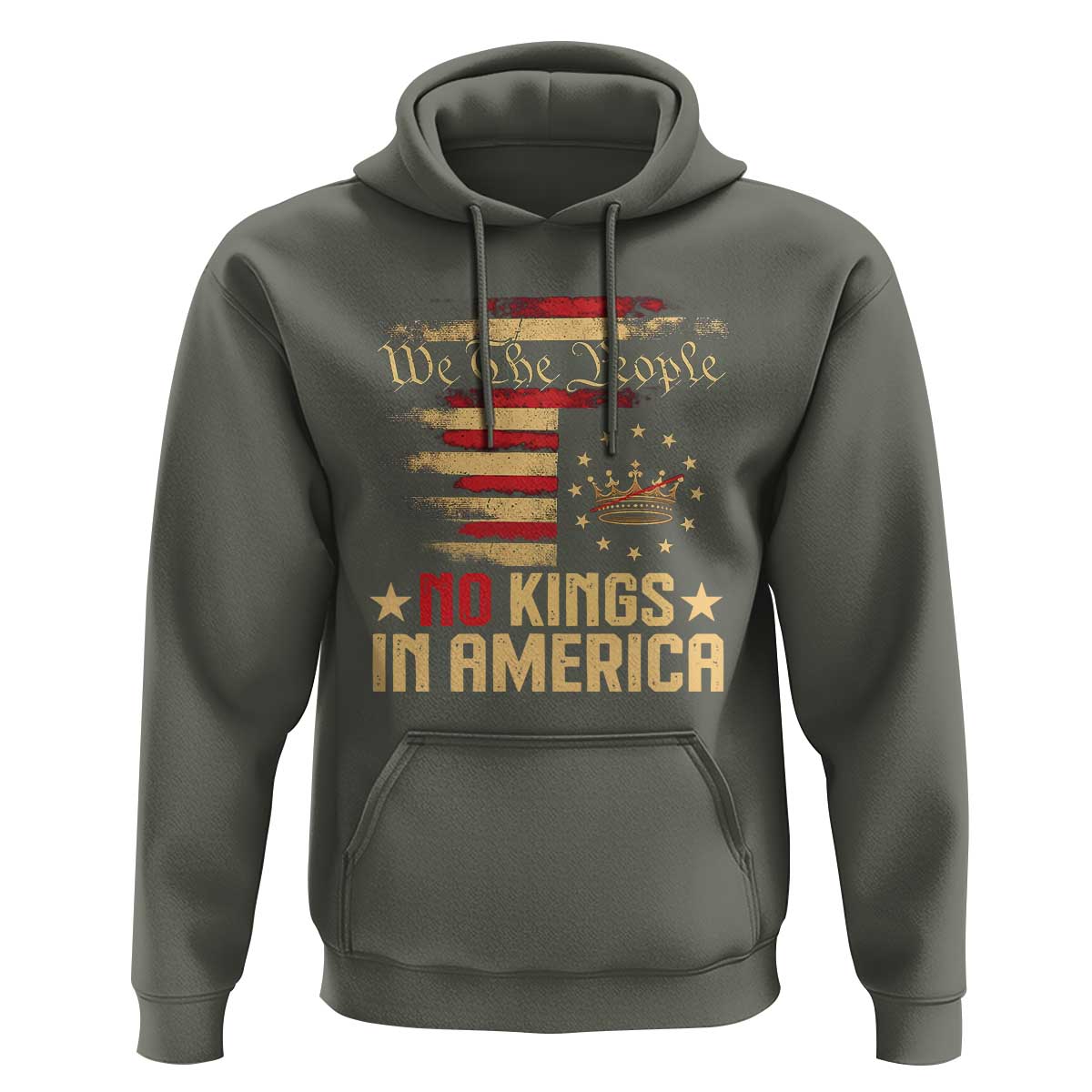 No Kings in America Hoodie Vintage Old American Flag Patriotic 1776 We The People TS10