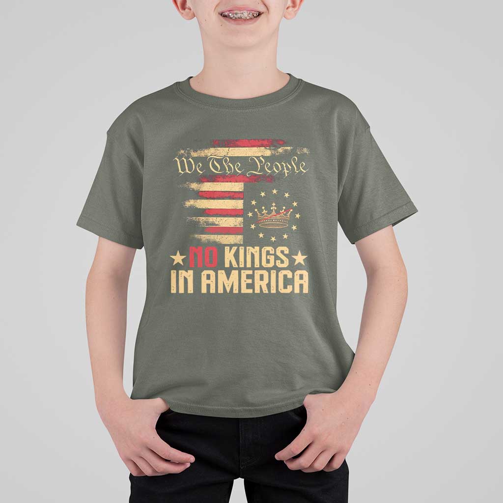 No Kings in America T Shirt For Kid Vintage Old American Flag Patriotic 1776 We The People TS10