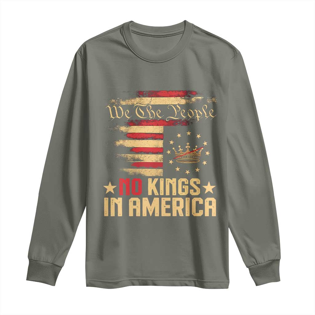 No Kings in America Long Sleeve Shirt Vintage Old American Flag Patriotic 1776 We The People TS10