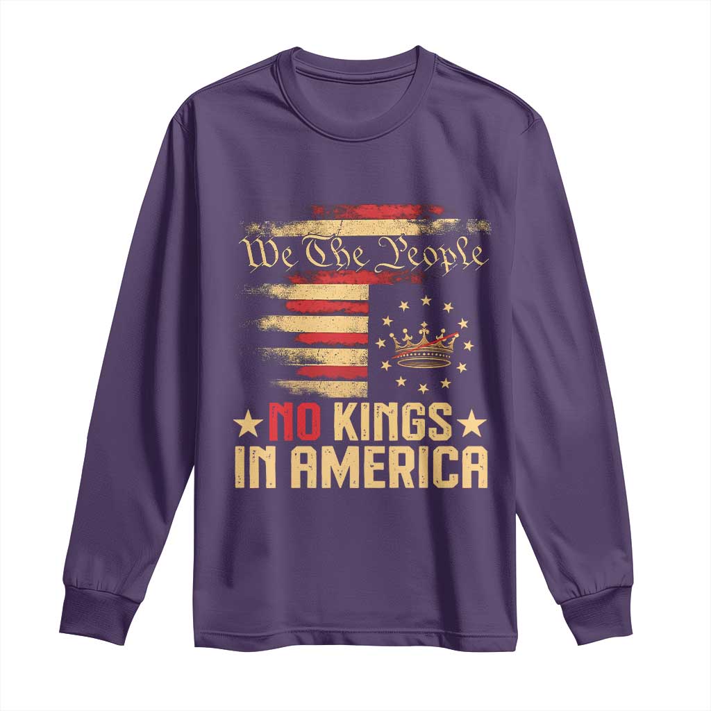 No Kings in America Long Sleeve Shirt Vintage Old American Flag Patriotic 1776 We The People TS10
