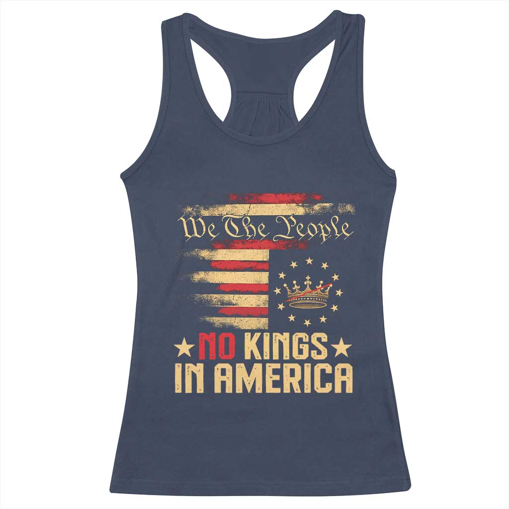 No Kings in America Racerback Tank Top Vintage Old American Flag Patriotic 1776 We The People TS10