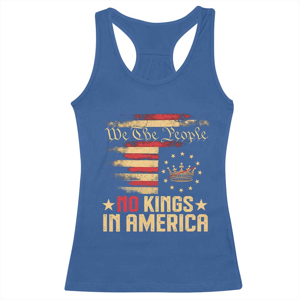 No Kings in America Racerback Tank Top Vintage Old American Flag Patriotic 1776 We The People TS10