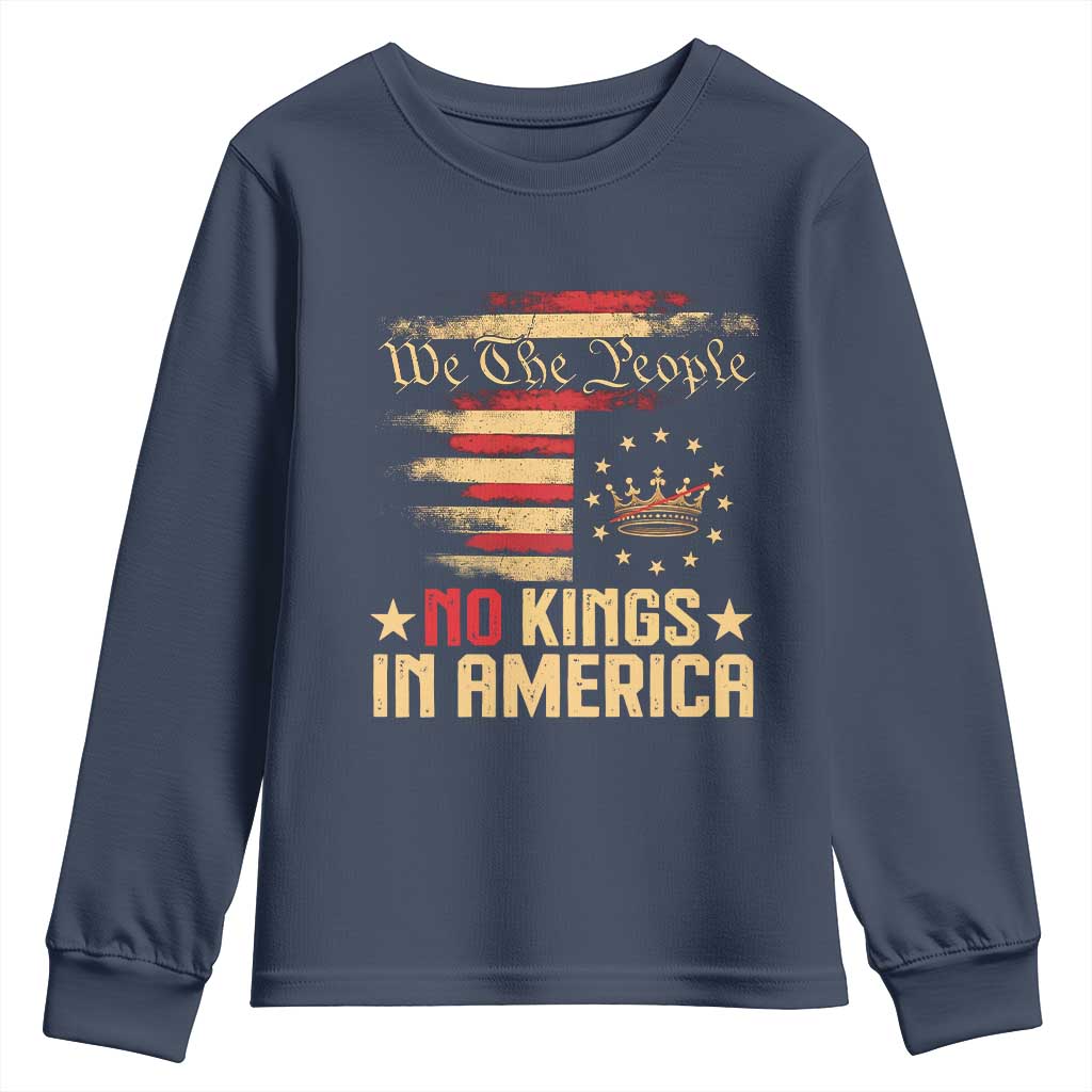 No Kings in America Youth Sweatshirt Vintage Old American Flag Patriotic 1776 We The People TS10