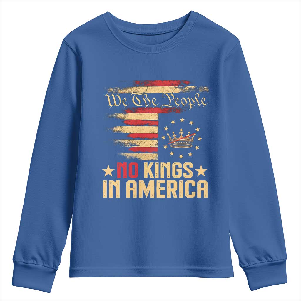 No Kings in America Youth Sweatshirt Vintage Old American Flag Patriotic 1776 We The People TS10