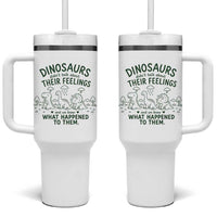 Funny Psychology Lover Tumbler With Handle Dinosaurs Didnt Talk About Their Feelings Mental Health Therapist