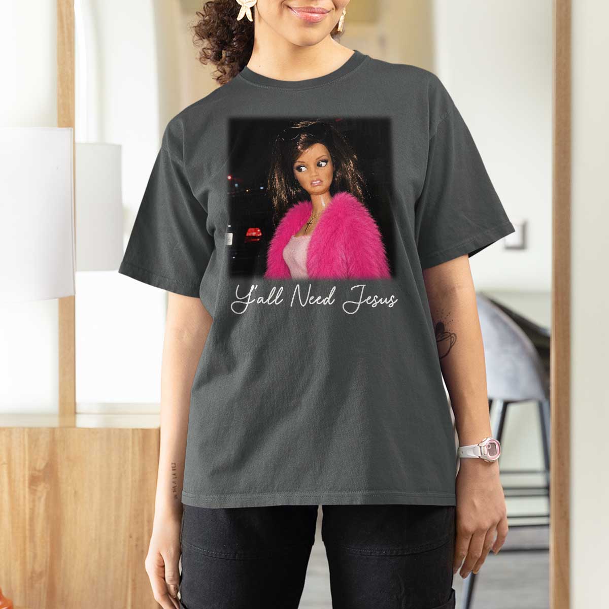 Y'all Need Jesus Funny Girls Meme Saying Christian Humor T Shirt For Women