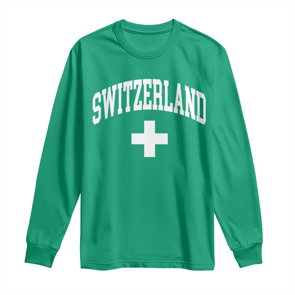 Switzerland Flag Vintage Long Sleeve Shirt Swiss Retro Vintage