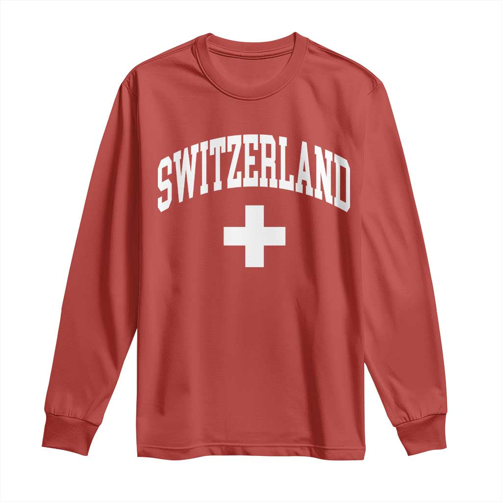Switzerland Flag Vintage Long Sleeve Shirt Swiss Retro Vintage