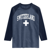 Switzerland Flag Vintage Raglan Shirt Swiss Retro Vintage