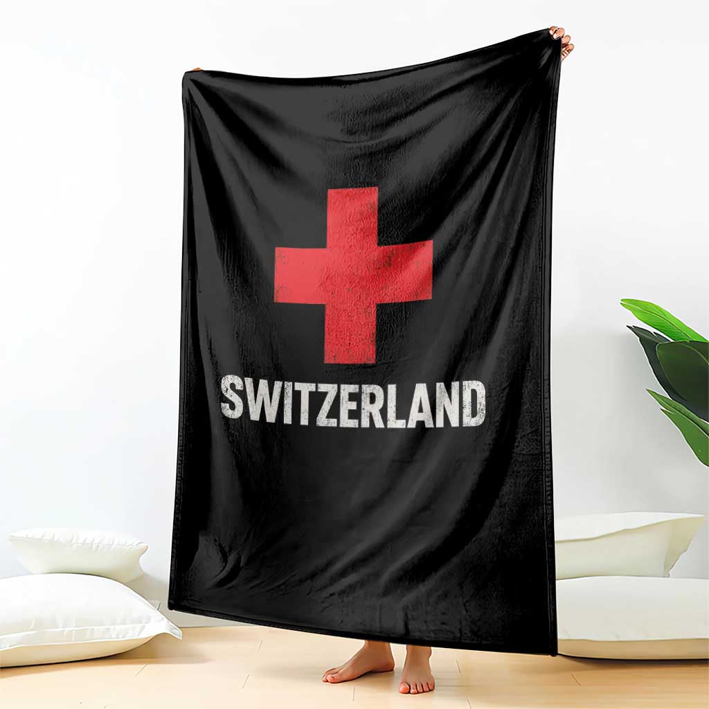 Vintage Retro Switzerland Fan Throw Blanket Swiss Cross Flag