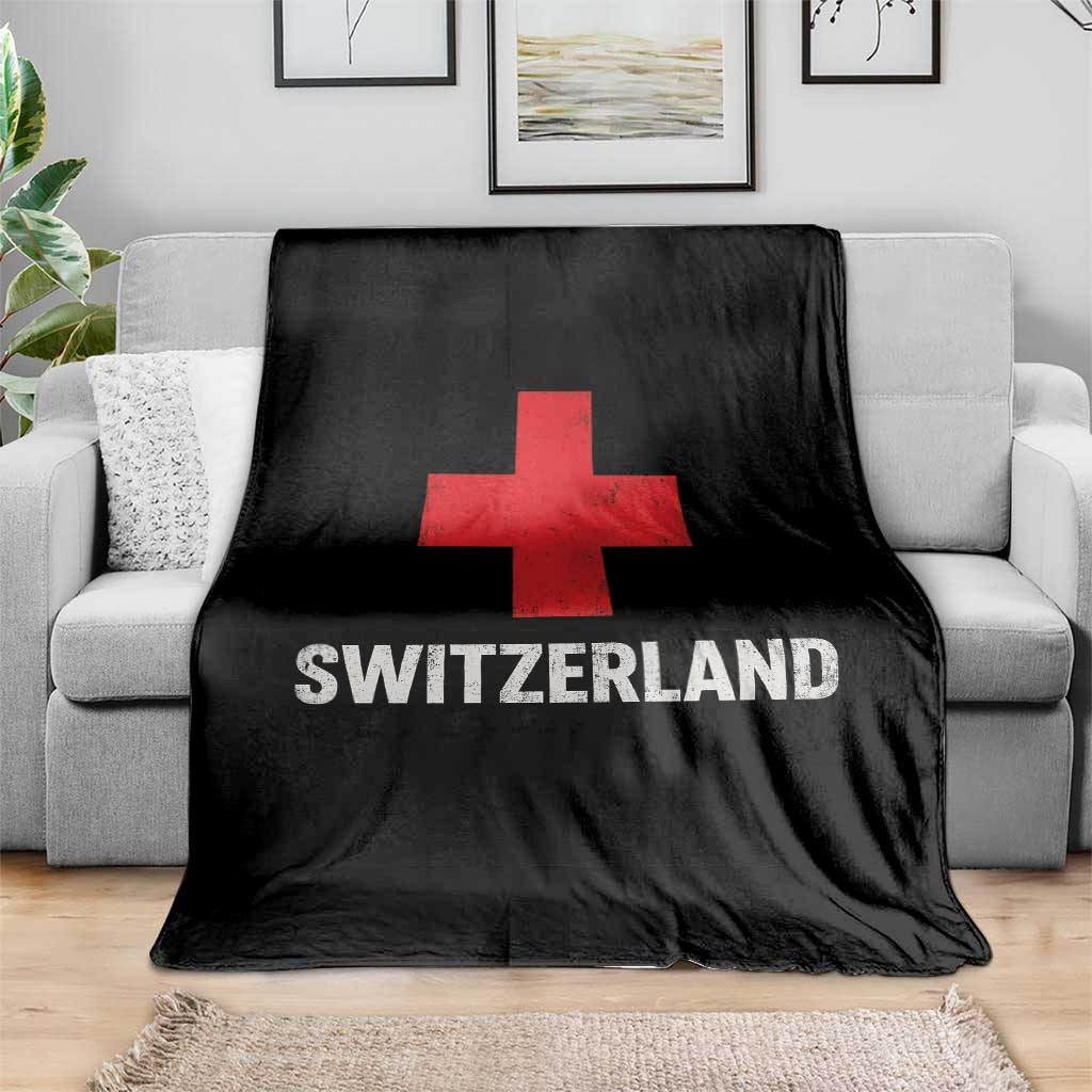 Vintage Retro Switzerland Fan Throw Blanket Swiss Cross Flag