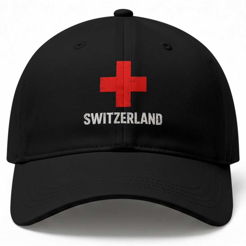 Vintage Retro Switzerland Fan Baseball Cap Swiss Cross Flag