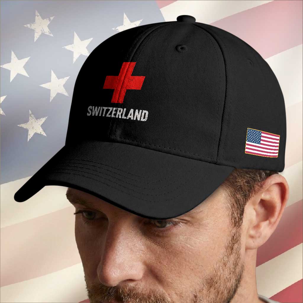 Vintage Retro Switzerland Fan Baseball Cap Swiss Cross Flag