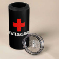 Vintage Retro Switzerland Fan 4 in 1 Can Cooler Tumbler Swiss Cross Flag