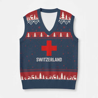 Vintage Retro Switzerland Fan V-Neck Knit Sweater Vest Swiss Cross Flag