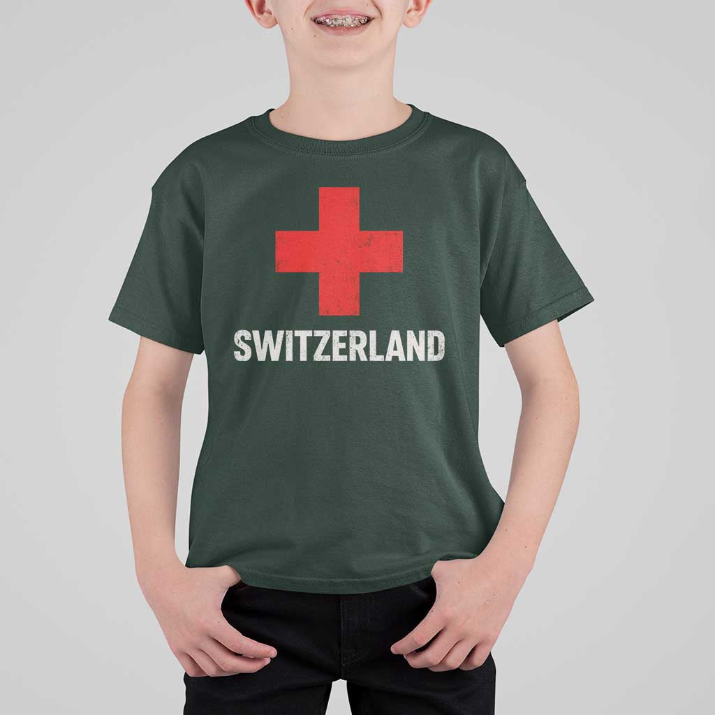 Vintage Retro Switzerland Fan T Shirt For Kid Swiss Cross Flag