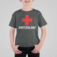 Vintage Retro Switzerland Fan T Shirt For Kid Swiss Cross Flag