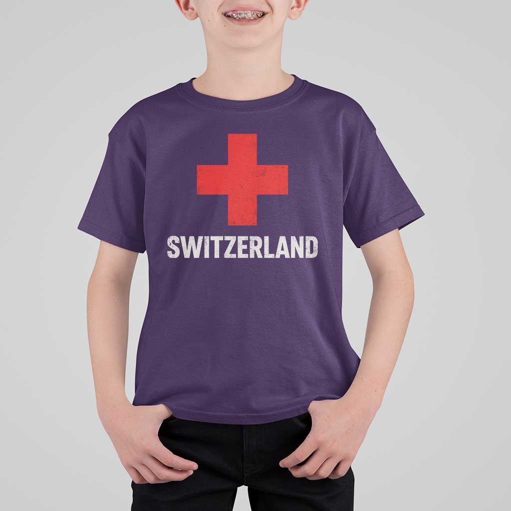 Vintage Retro Switzerland Fan T Shirt For Kid Swiss Cross Flag