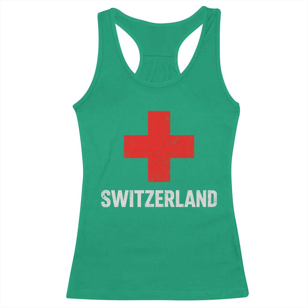 Vintage Retro Switzerland Fan Racerback Tank Top Swiss Cross Flag